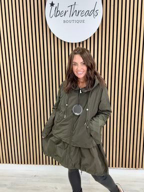 Fly Double Layer Hi Lo Jacket - Khaki