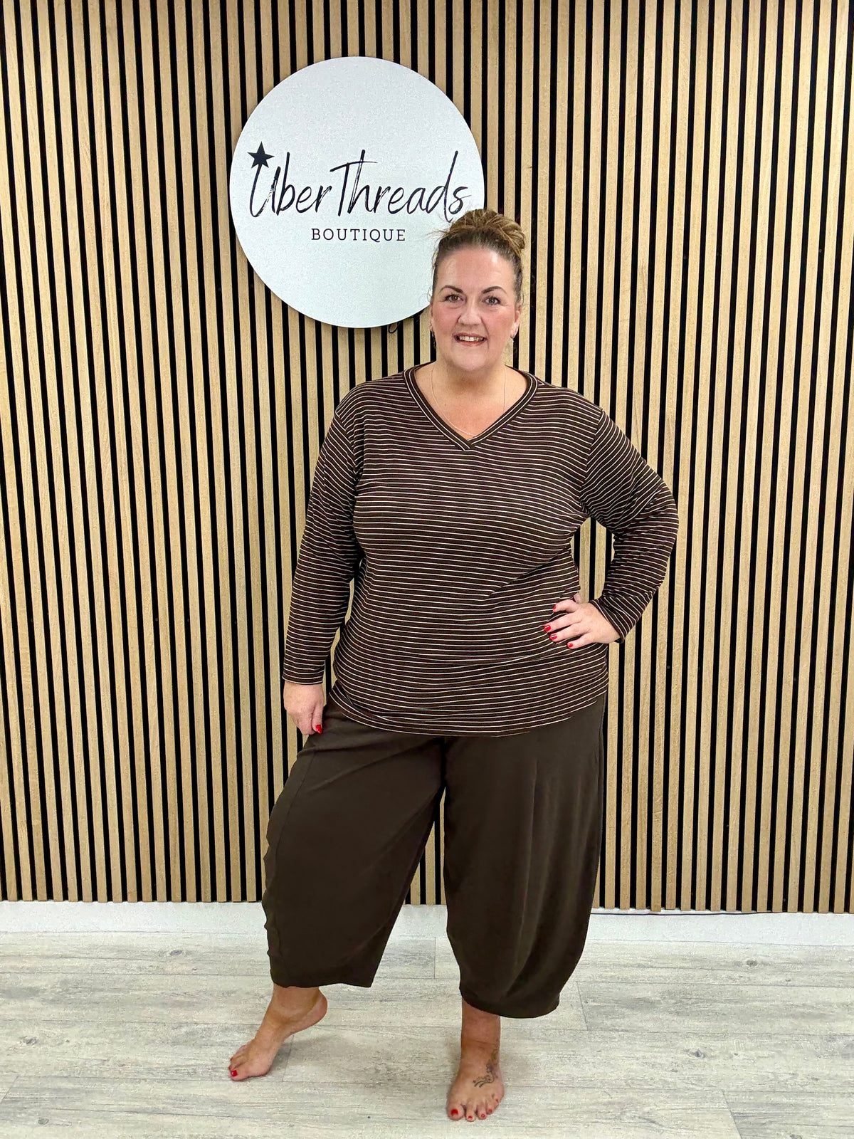 The Stripe Soft Knit (plus) - Chocolate