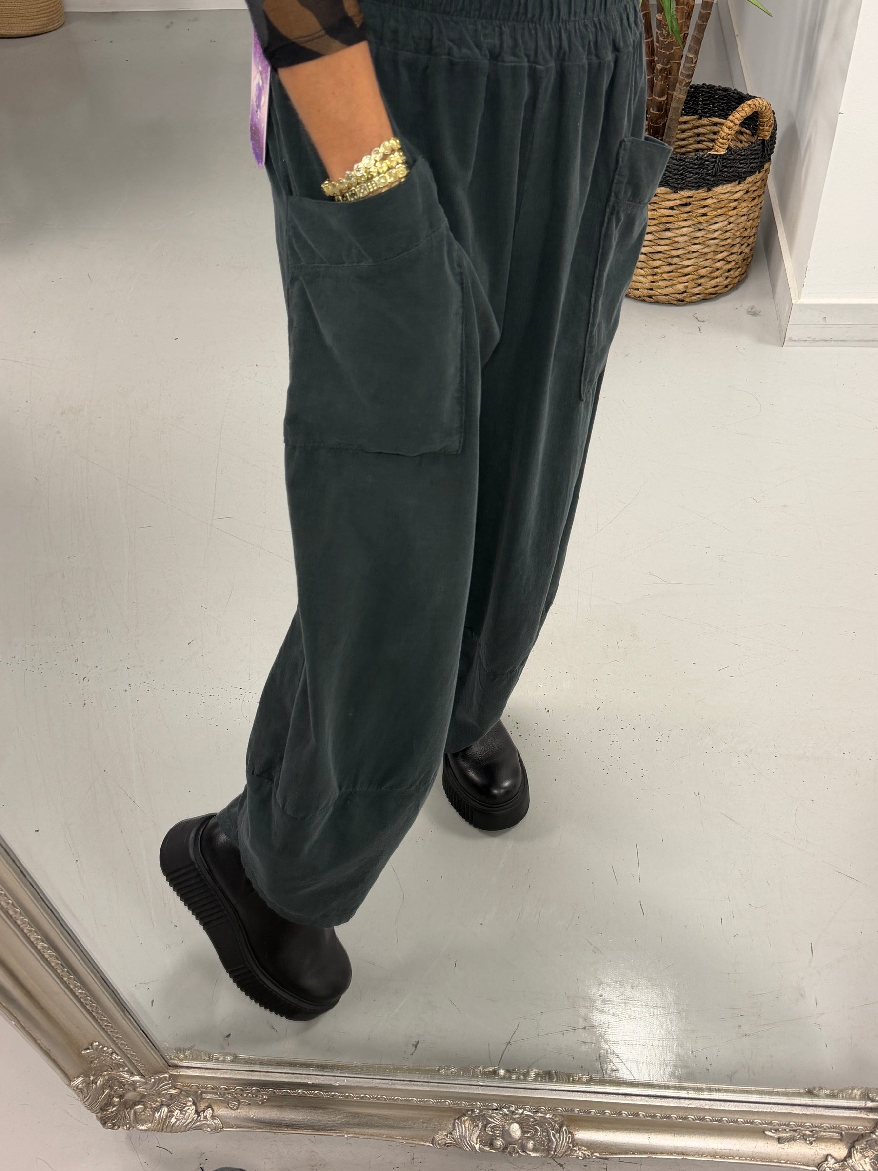 The Tulip Needlecord Joggers - Charcoal (Size 10-14)