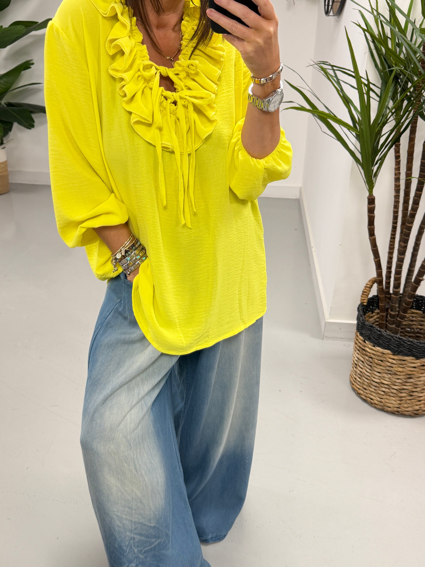 Luna Double Ruffle Blouse - Yellow