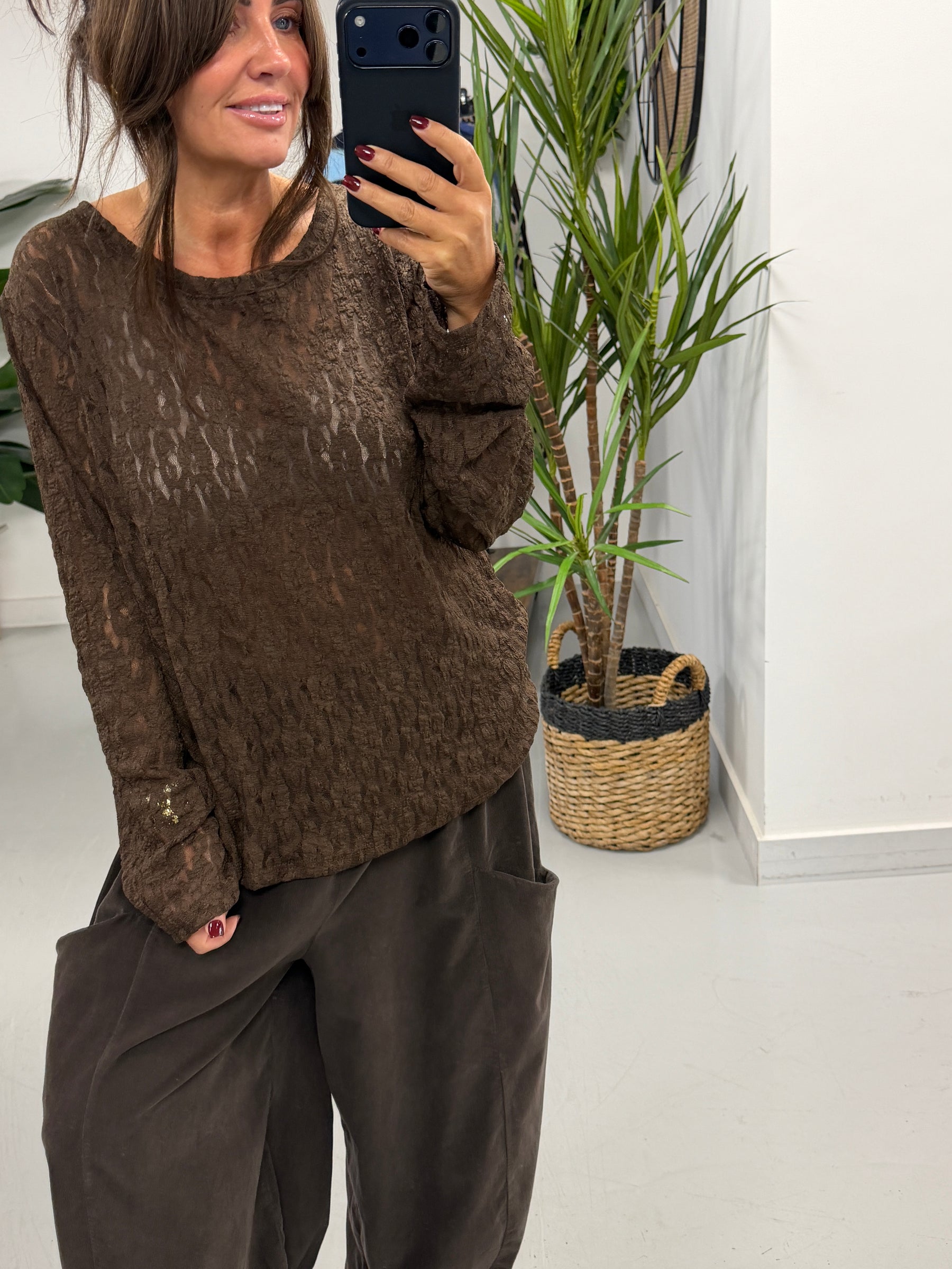 The Lace Mesh - Chocolate  (Size 12-18)