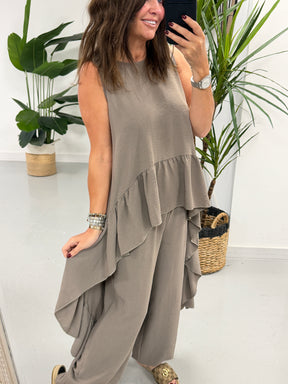 Valentina Hi Low Frill Two Piece - Pebble