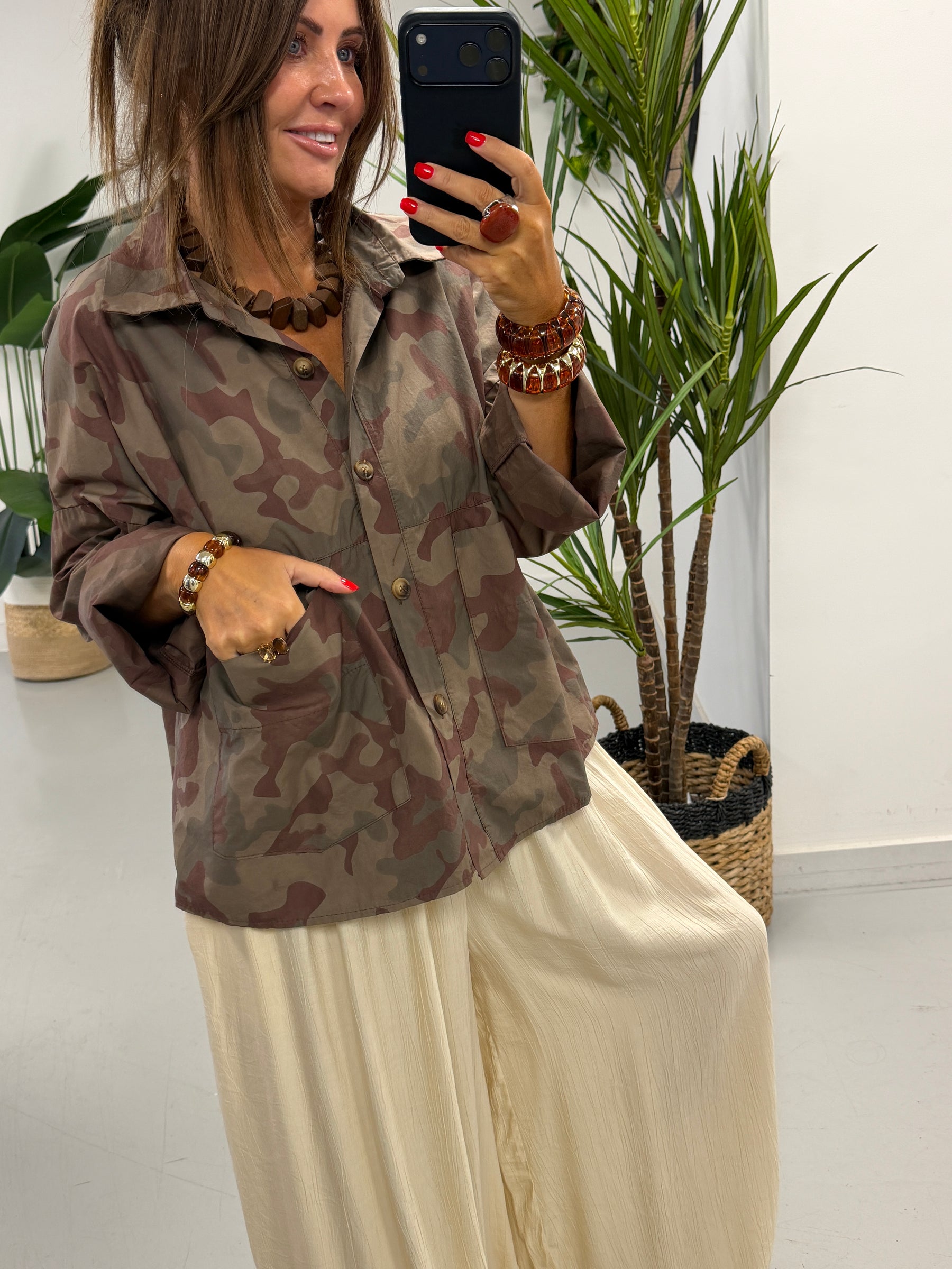 The Retro Camo Shacket - Dark Khaki
