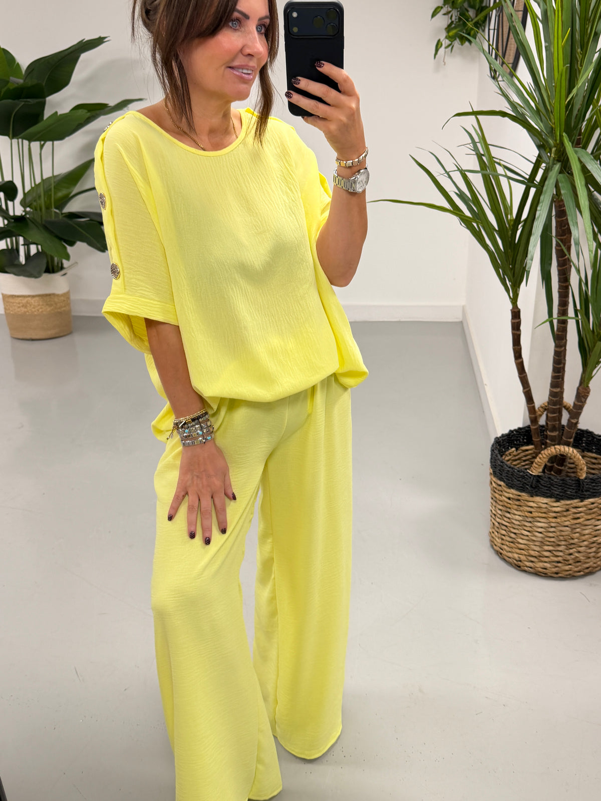 Gold Button Two Piece - Yellow