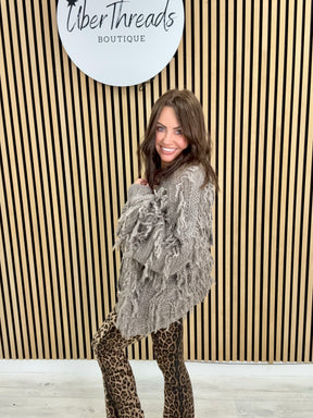 The Shaggy Cardigan - Pebble