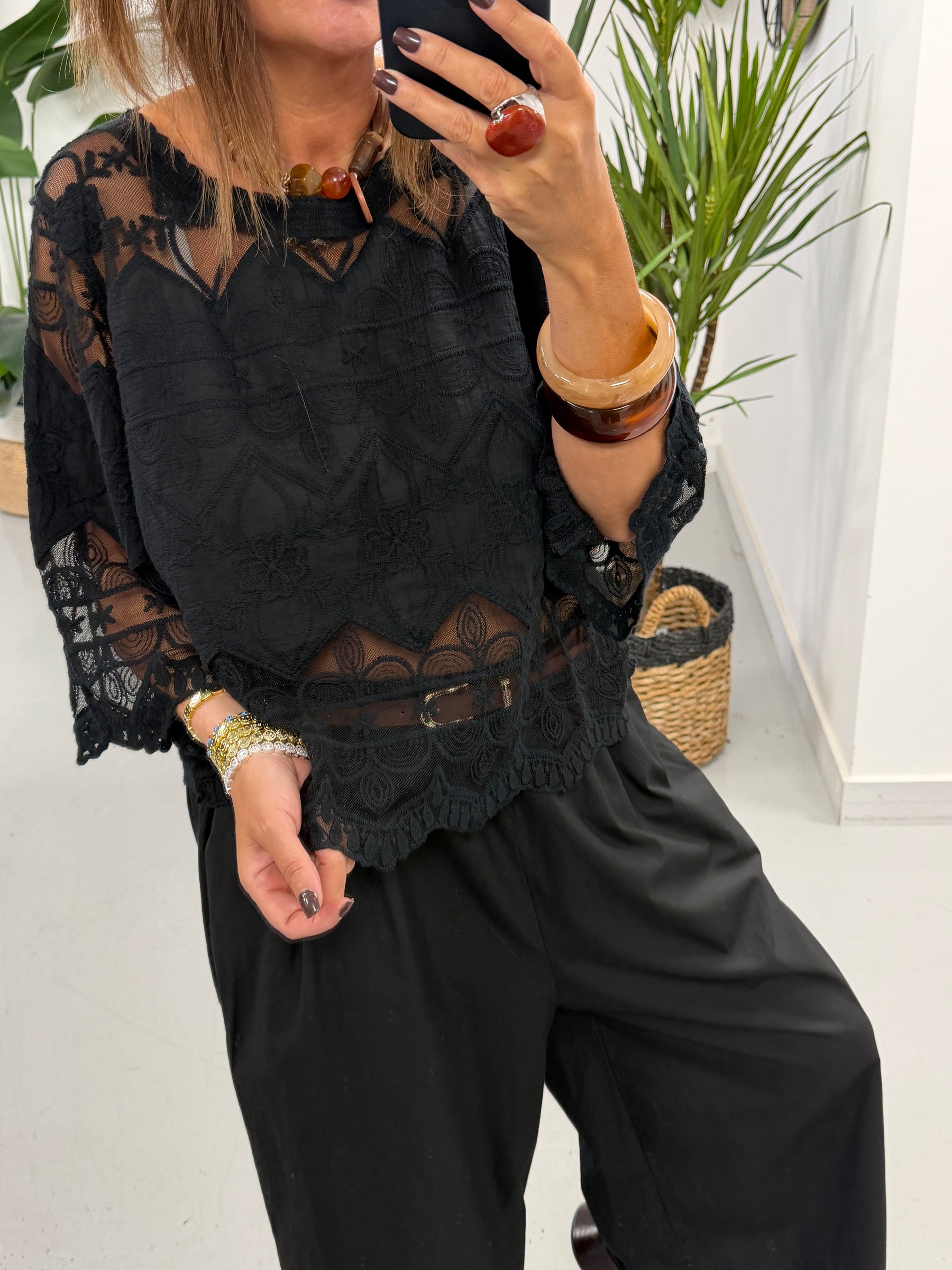 Seville Lace Top - Black