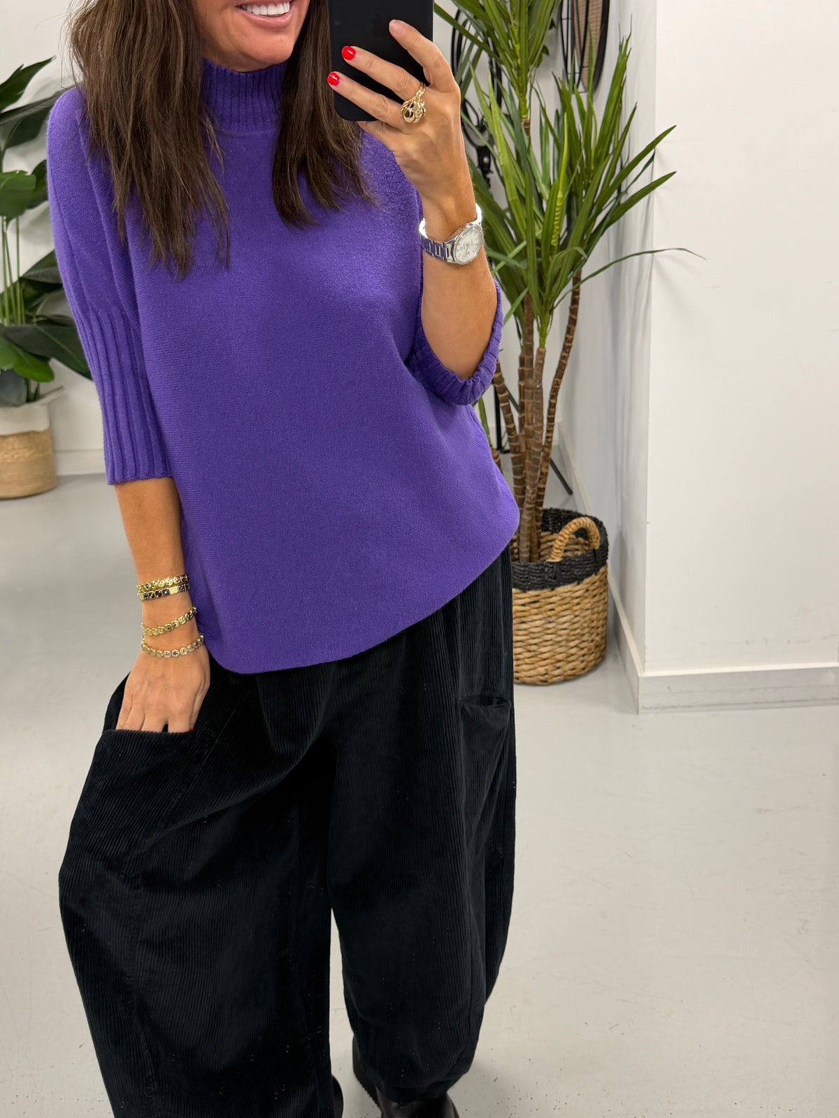 Crop Sleeve Knit - Purple (Size 10-18)