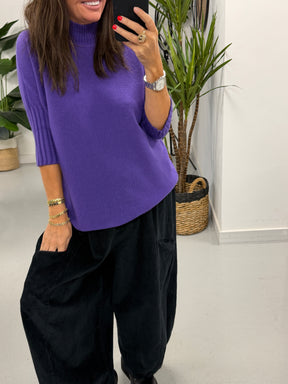 Crop Sleeve Knit - Purple (Size 10-18)