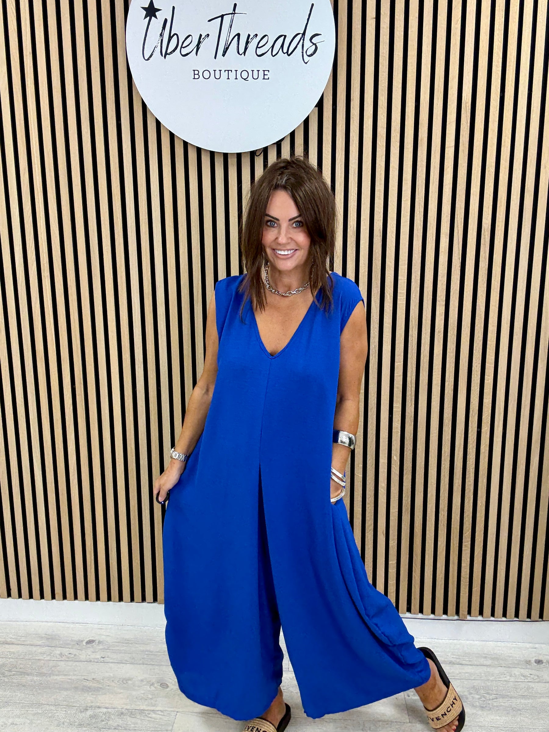 The Tamzin Crop Leg Jumpsuit - Royal Blue