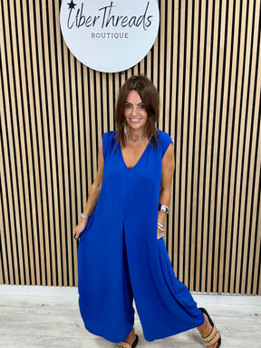 The Tamzin Crop Leg Jumpsuit - Royal Blue