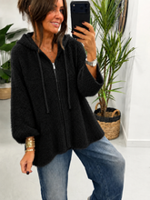 Hooded Zipped Cardigan - Black  (Size 12-18)