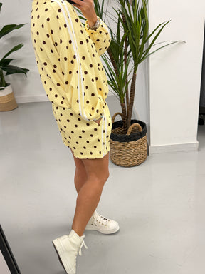 The Polka Stripe Short Set - Lemon/Chocolate