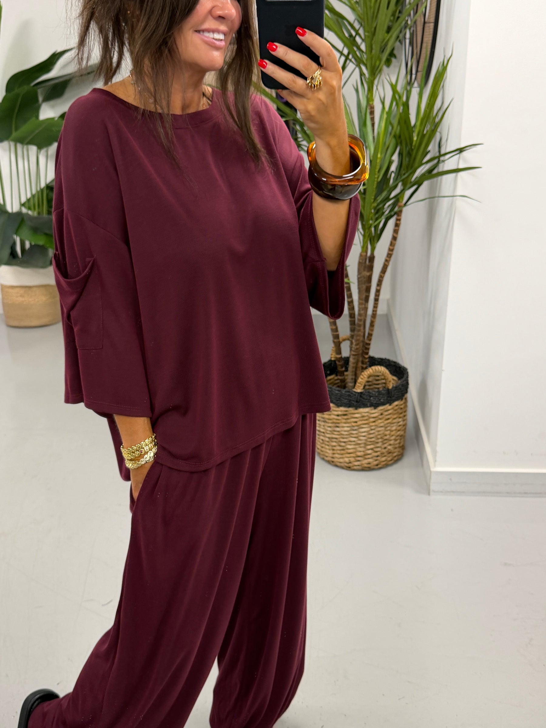 The UTB Weekend Slouch Co-Ord - Wine (Size 2)