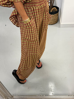 The Autumn Check Tulip Hem Trousers - Pistachio