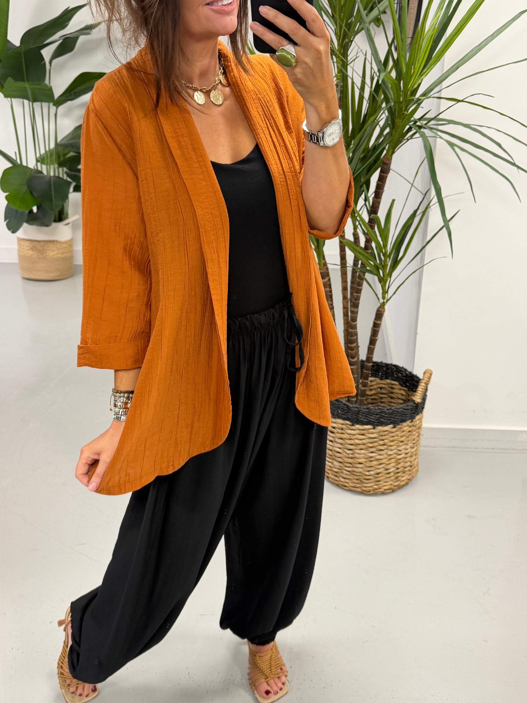 Crinkle Blazer - Rust
