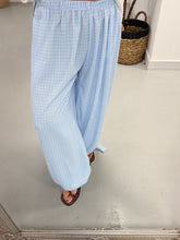 Checked Tie Cuff Trousers -Blue