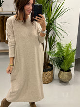 Knitted Button Back Dress - Oatmeal