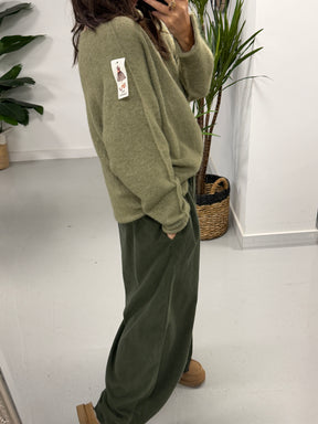 Slash Neck Knit  - Sage Green (Size 10-16)