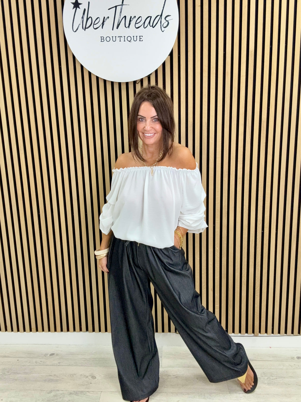 Wide Leg Jeans - Washed Black (sized)