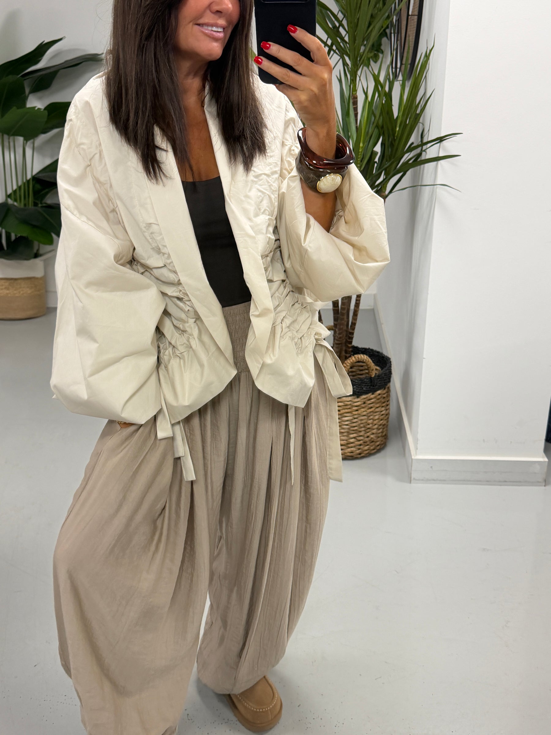 The Urban Ruched Jacket - Cream