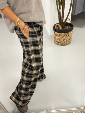 The Lachlan Straight Leg Check Trouser - Chocolate/Black