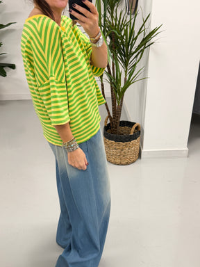 Sugar Rush Stripe Tee - Green/Yellow