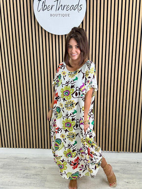 The Fly Botanical Cocoon Pocket Dress