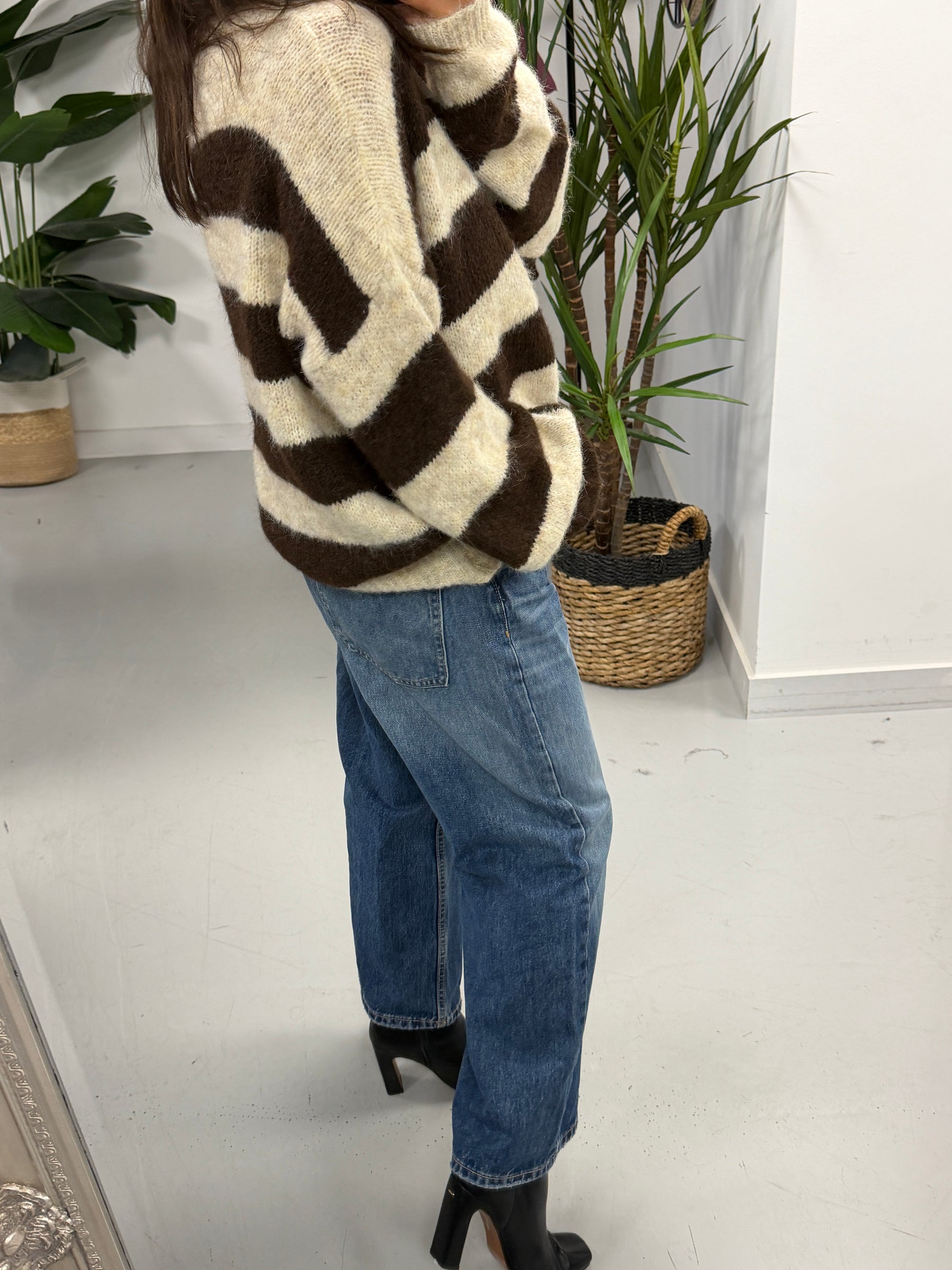 The Buxton Stripy Knit - Chocolate/Cream (Size 8-16)
