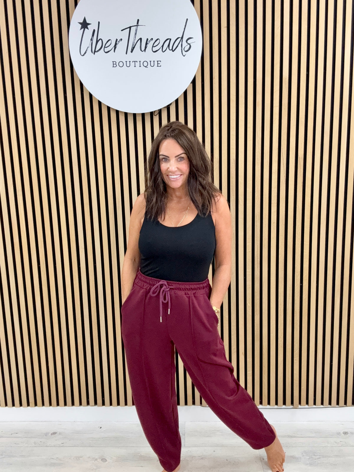 Tapered Leg Seam Jogger - Mulberry