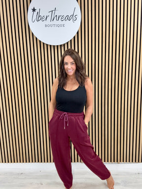 Tapered Leg Seam Jogger - Mulberry