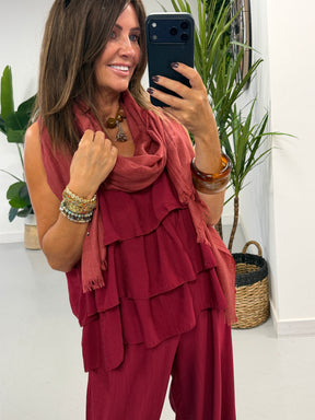 Crinkle Rara Co Ord - Wine