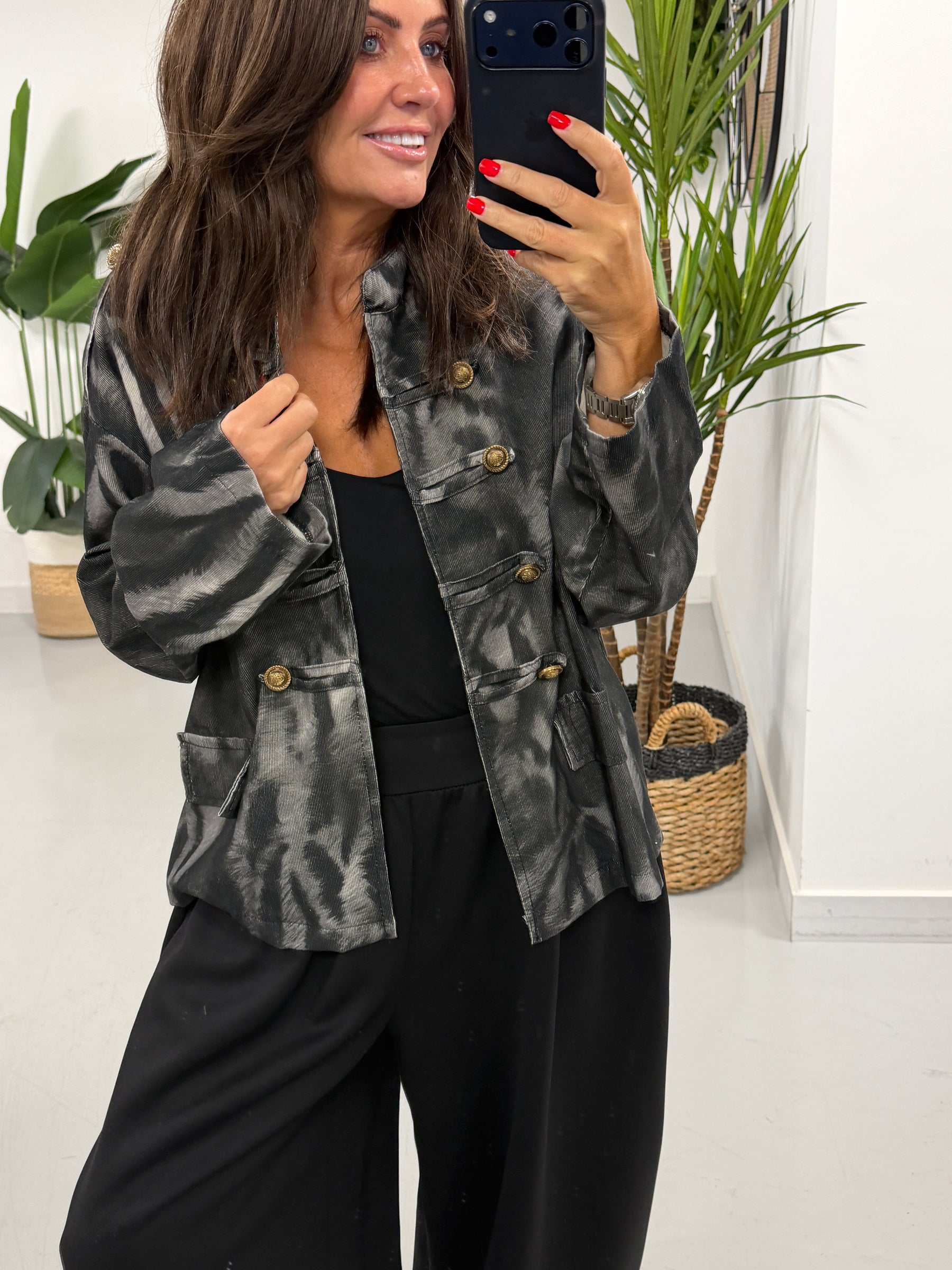 The Needlecord Military Jacket - Black/Grey