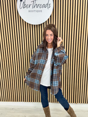 The Autumn Shacket - Chocolate/Blue