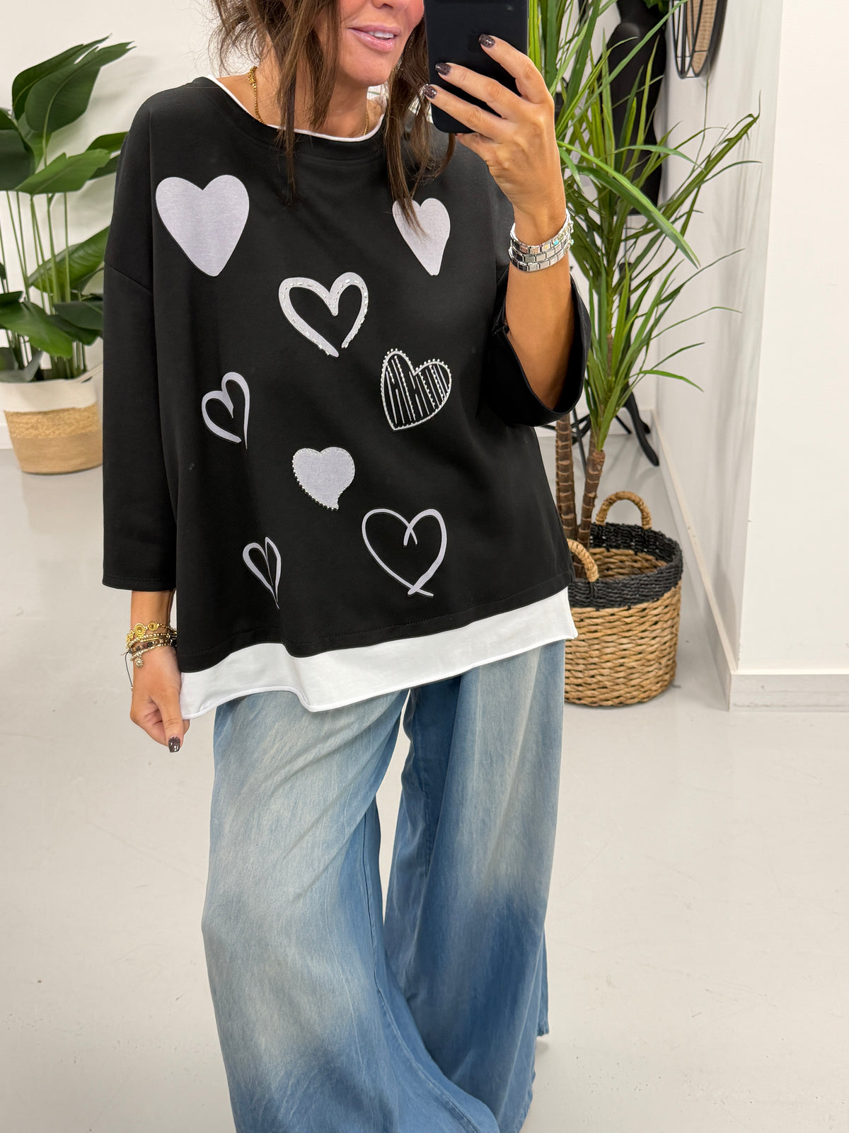 Scuba Heart Top Crop Sleeve - Black