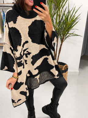 The High Low Abstract Soft Knit - Black/Cream (Size 12-18)