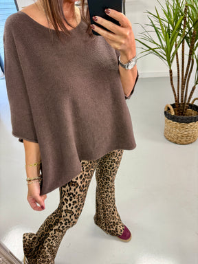 Gracie Crop Sleeve Knit - Chocolate