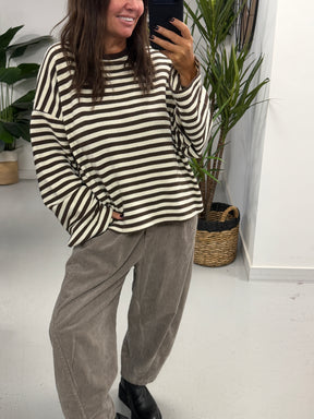 Jumbo Cord Barrel Trousers - Taupe (Size 10-14)