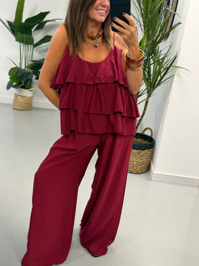 Crinkle Rara Co Ord - Wine