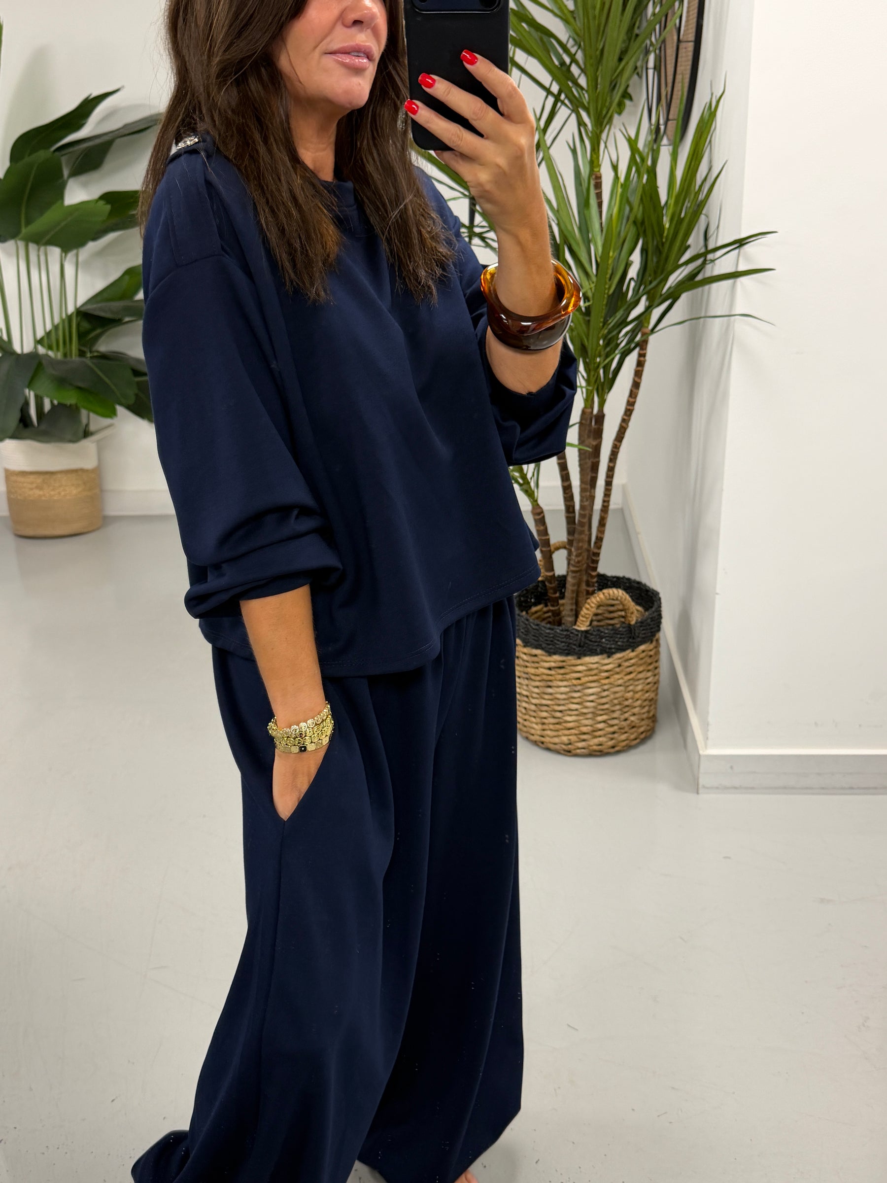 The Soft Touch Military Boxy Sweat - Navy Blue