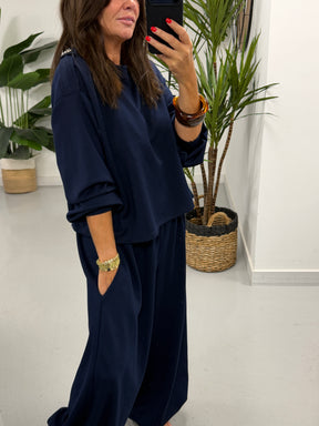 The Soft Touch Military Boxy Sweat - Navy Blue