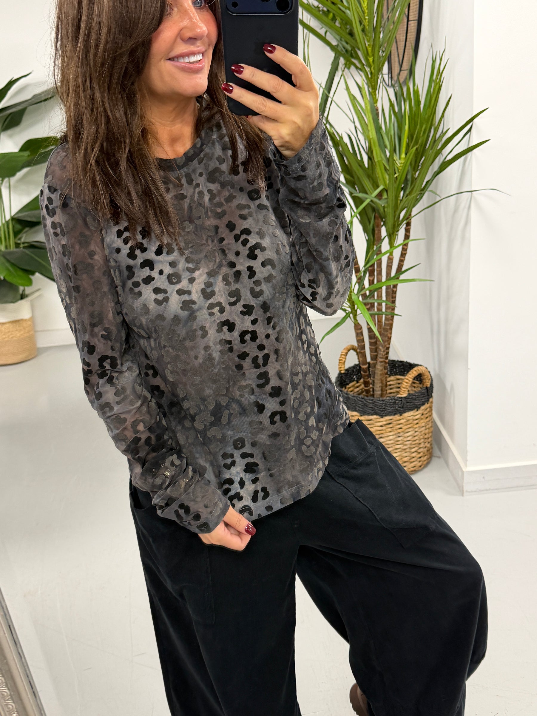 The Cheetah  Mesh - Charcoal (Size 10-16)