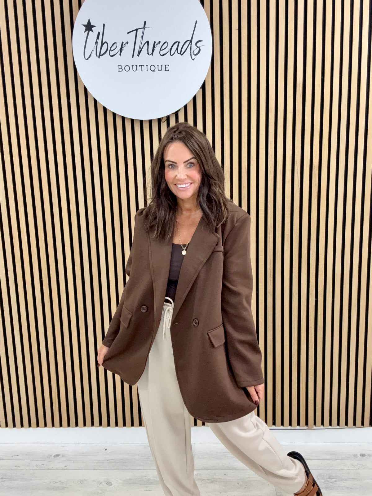Molly Scuba Blazer  - Chocolate