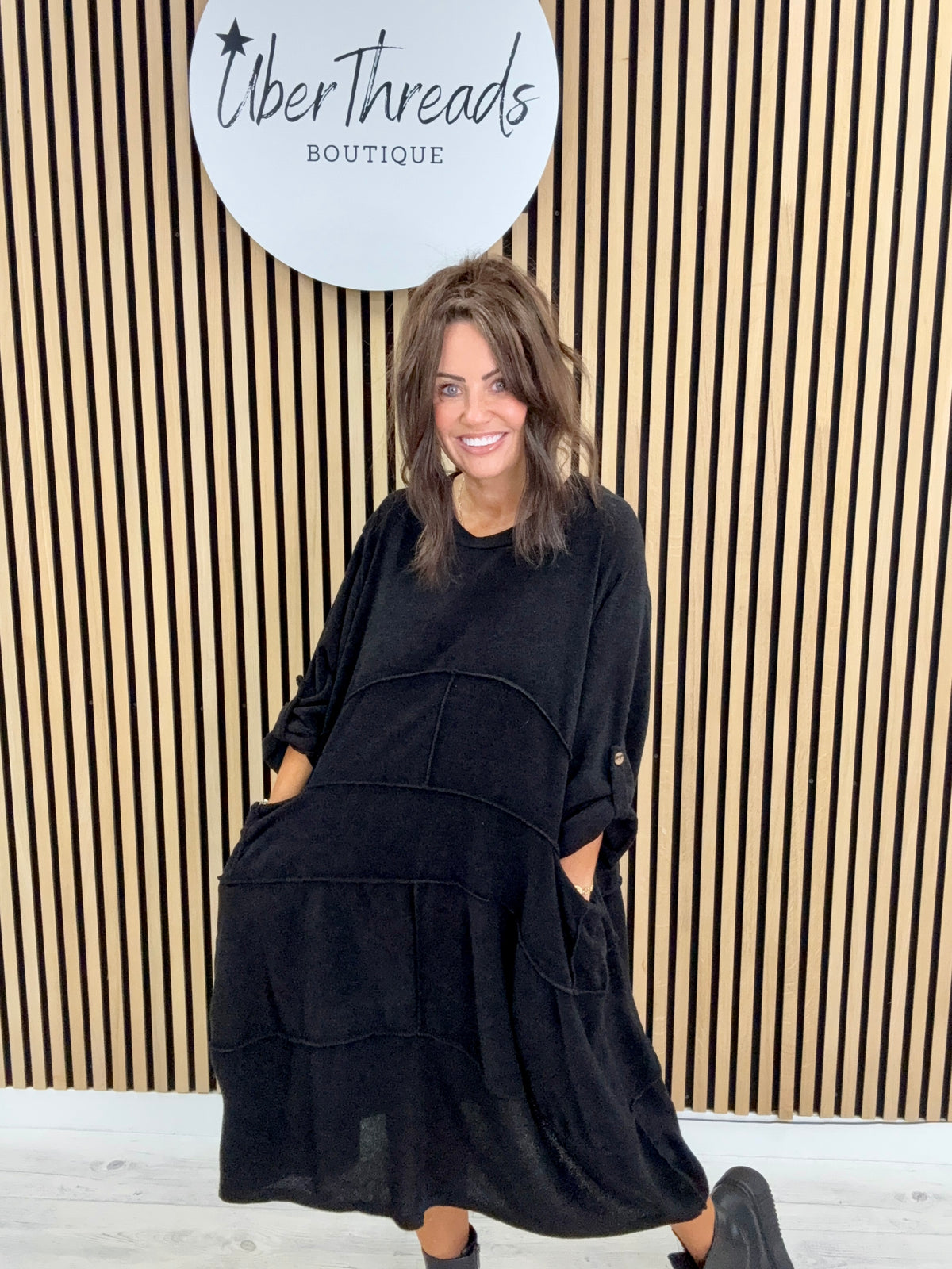The Slouch Pocket Dress - Black
