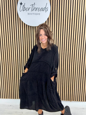 The Slouch Pocket Dress - Black