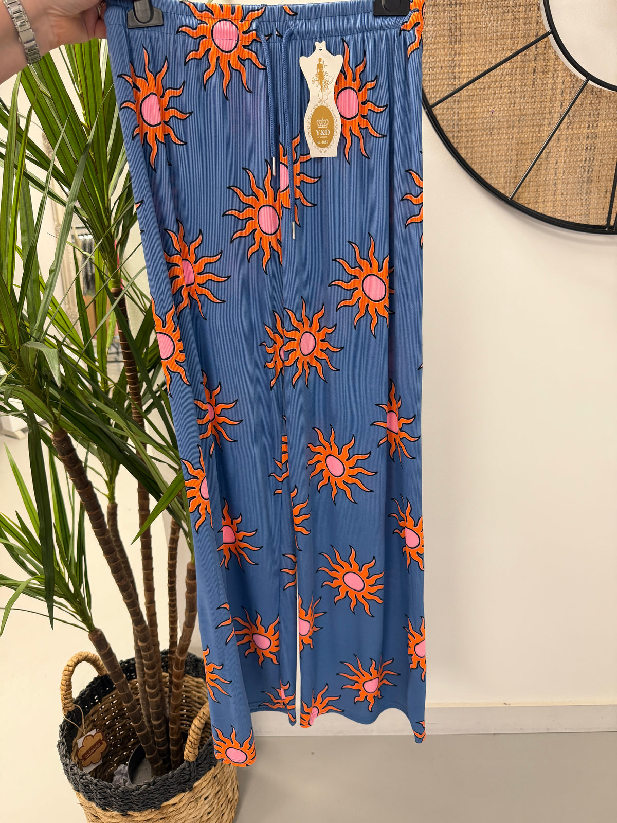 Sunny Beach Ribbed Beach Trouser - Blue