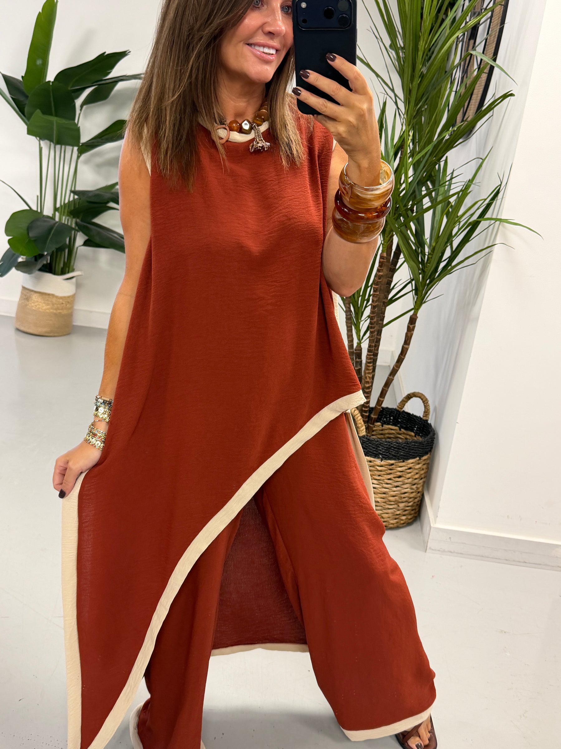 Two Tone Asymmetric Co-ord - Rust