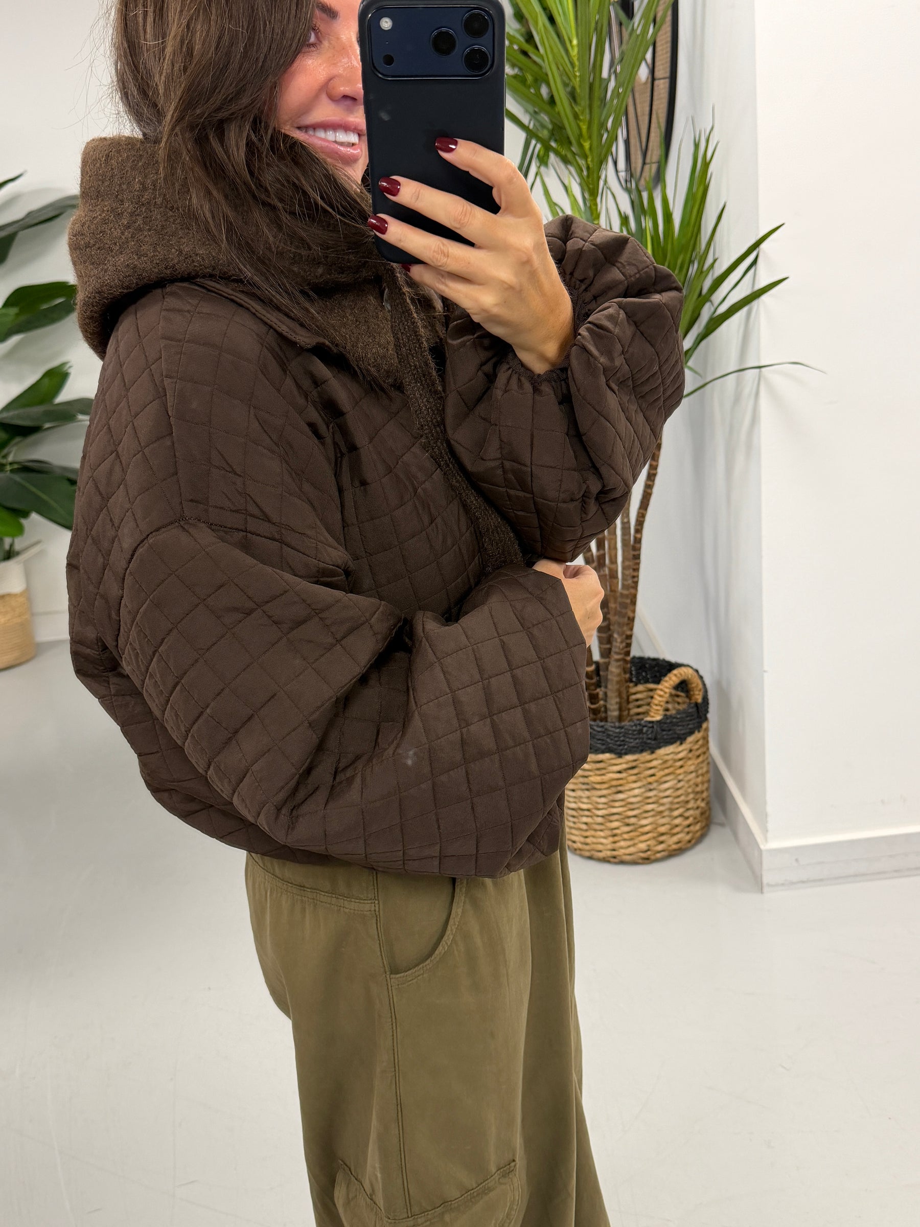 Ladies Button Snood - Chocolate