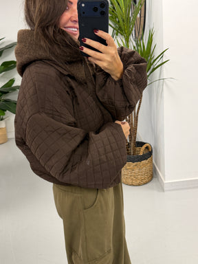 Ladies Button Snood - Chocolate