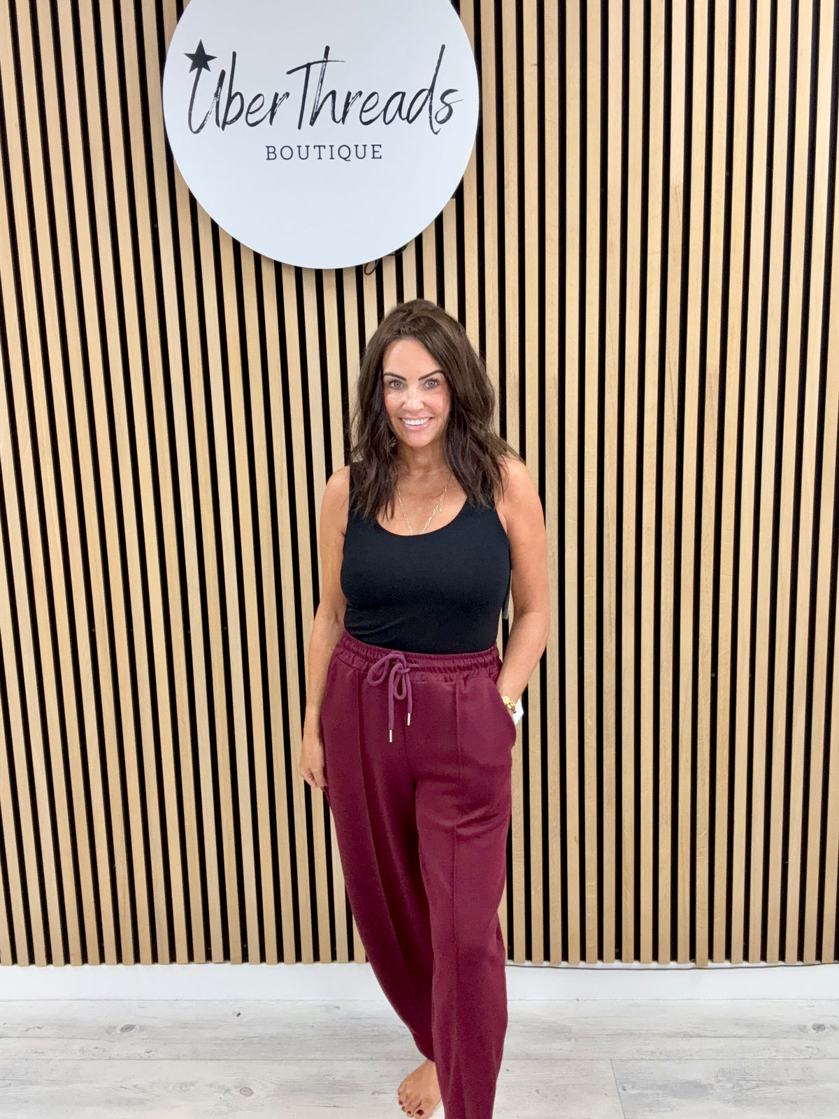 Tapered Leg Seam Jogger - Mulberry
