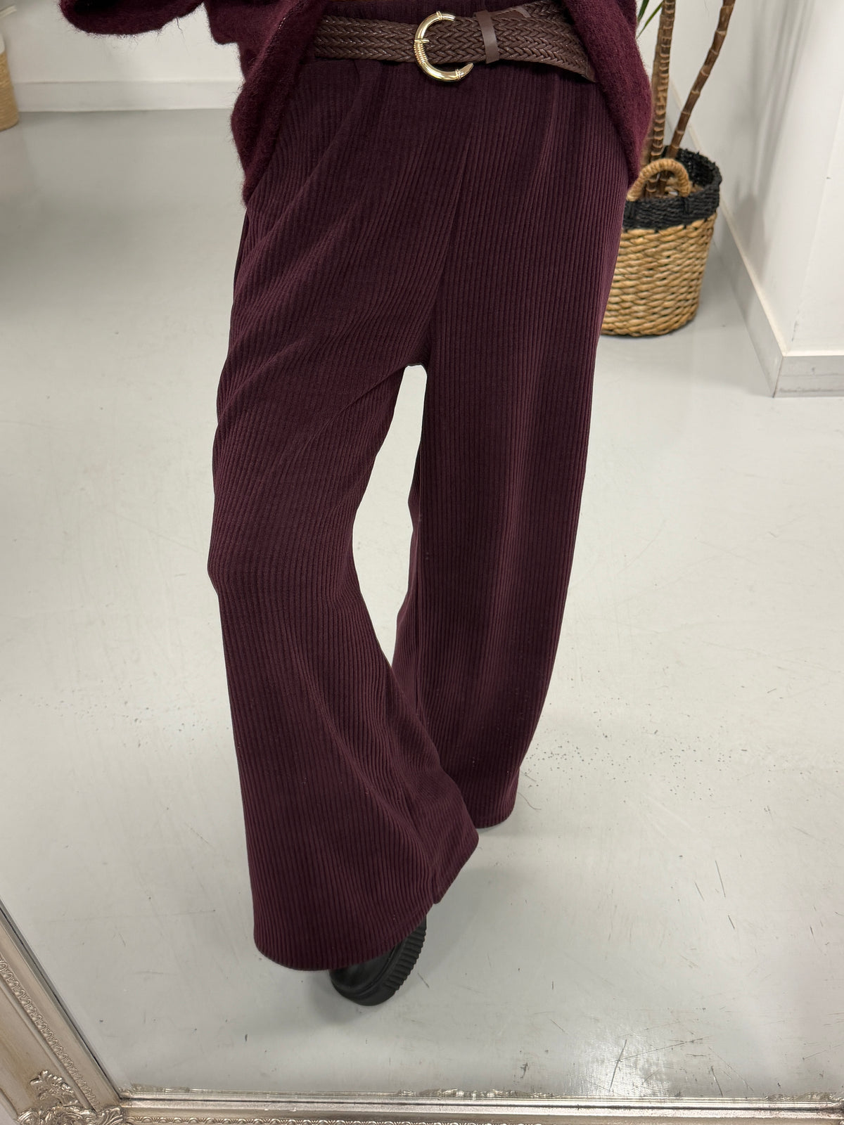 The Cambridge Cord Straight Leg Trousers - Aubergine  (Size 10-14)